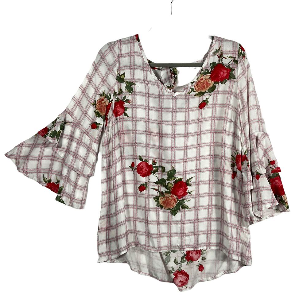 White Birch Floral Top Size Large